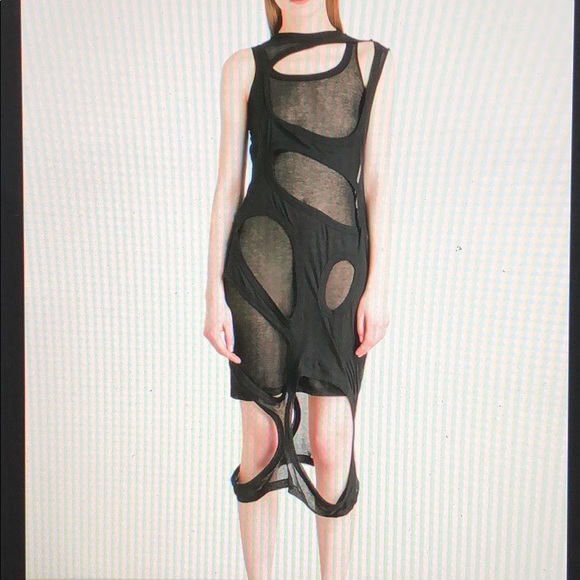 Rick Owens Dresses & Skirts - Rick Owens Dirt Black Cutout Pencil Dress 42/6